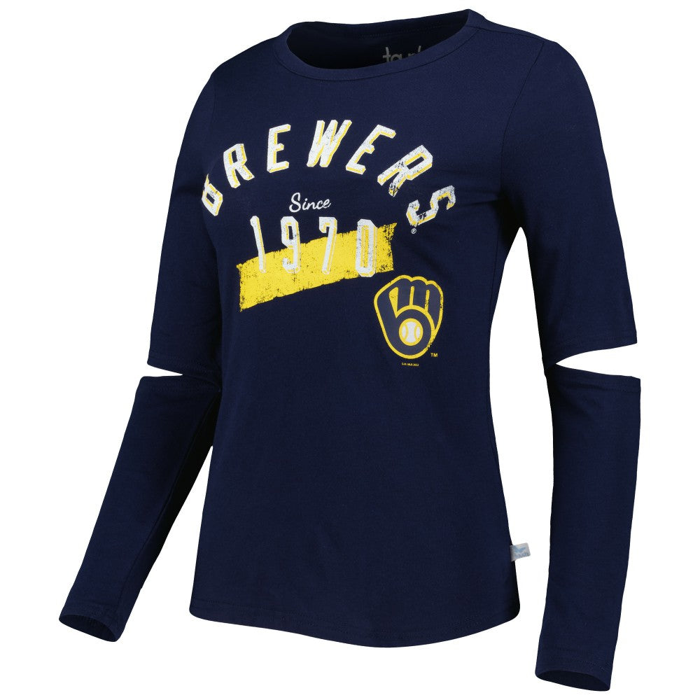 Milwaukee Brewers Touch Women's Formation Long Sleeve T-Shirt - Navy - MLB on Sale