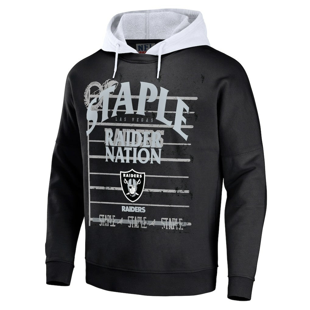 Las Vegas Raiders NFL x Staple Throwback Vintage Wash Pullover Hoodie Black