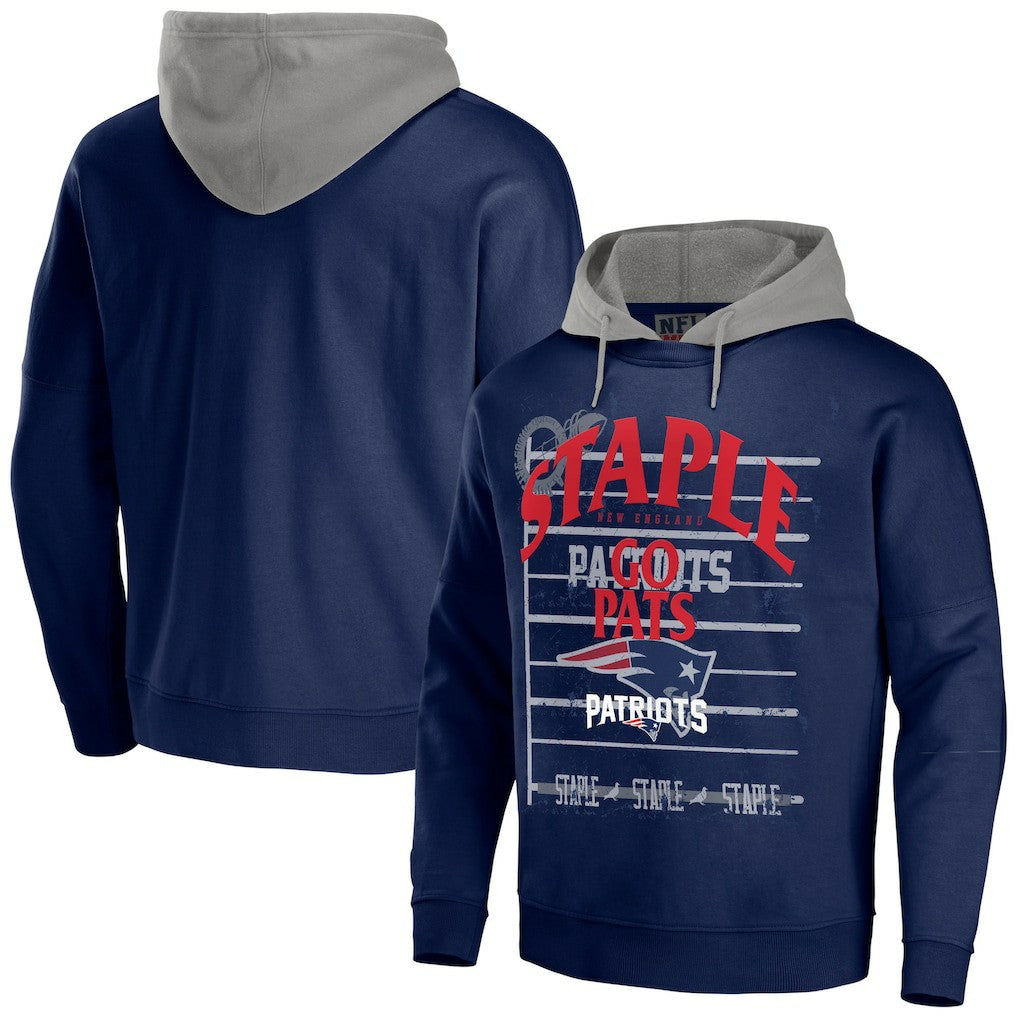 New England Patriots NFL x Staple Throwback Vintage Wash Pullover Hoodie Navy