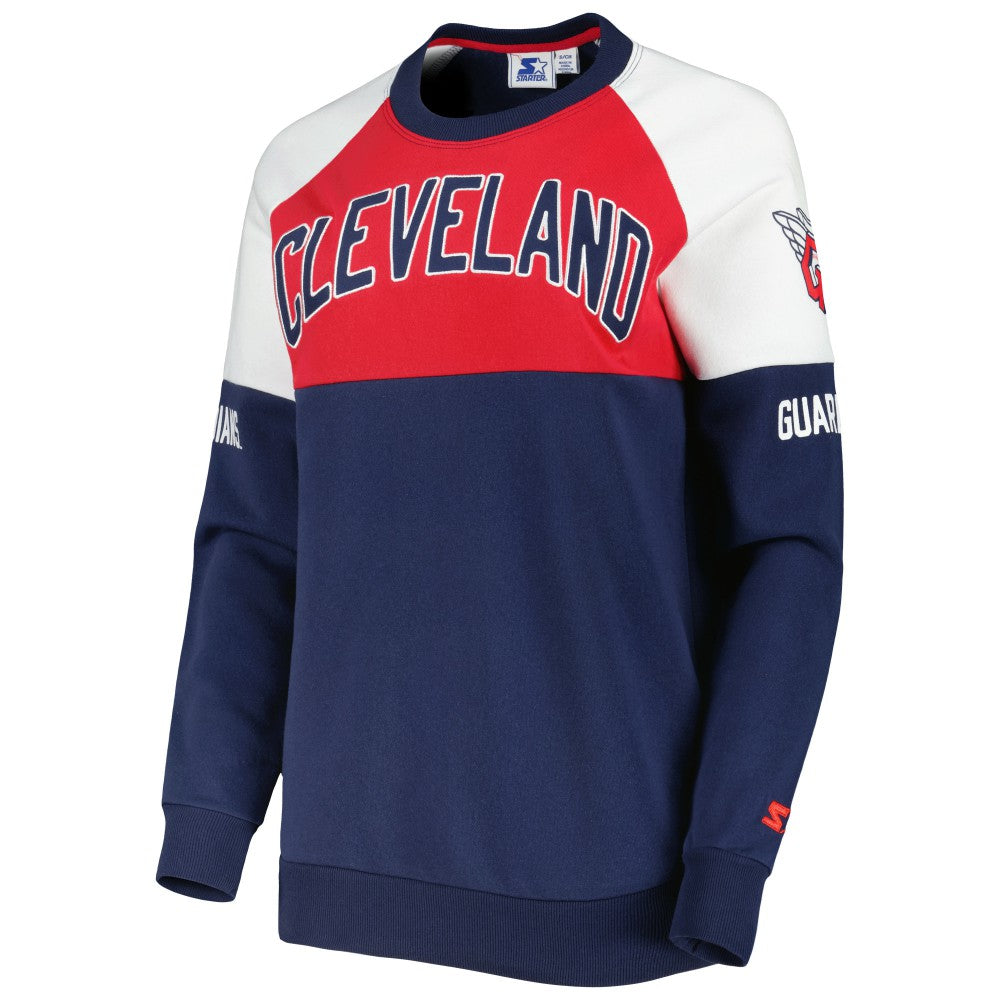 Cleveland Guardians Starter Women's Baseline Raglan Pullover Sweatshirt - Navy/Red - MLB Online