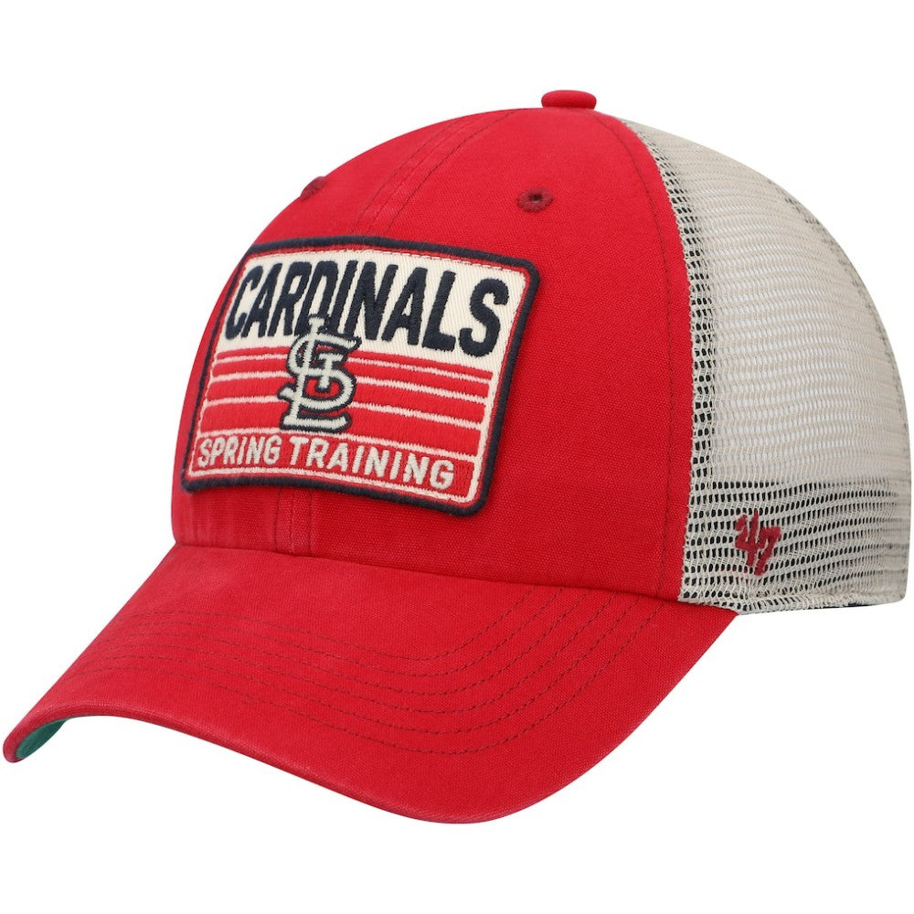 St. Louis Cardinals '47 Four Stroke Clean Up Trucker Snapback Hat - Red/Tan - 47 brand Lifestyle