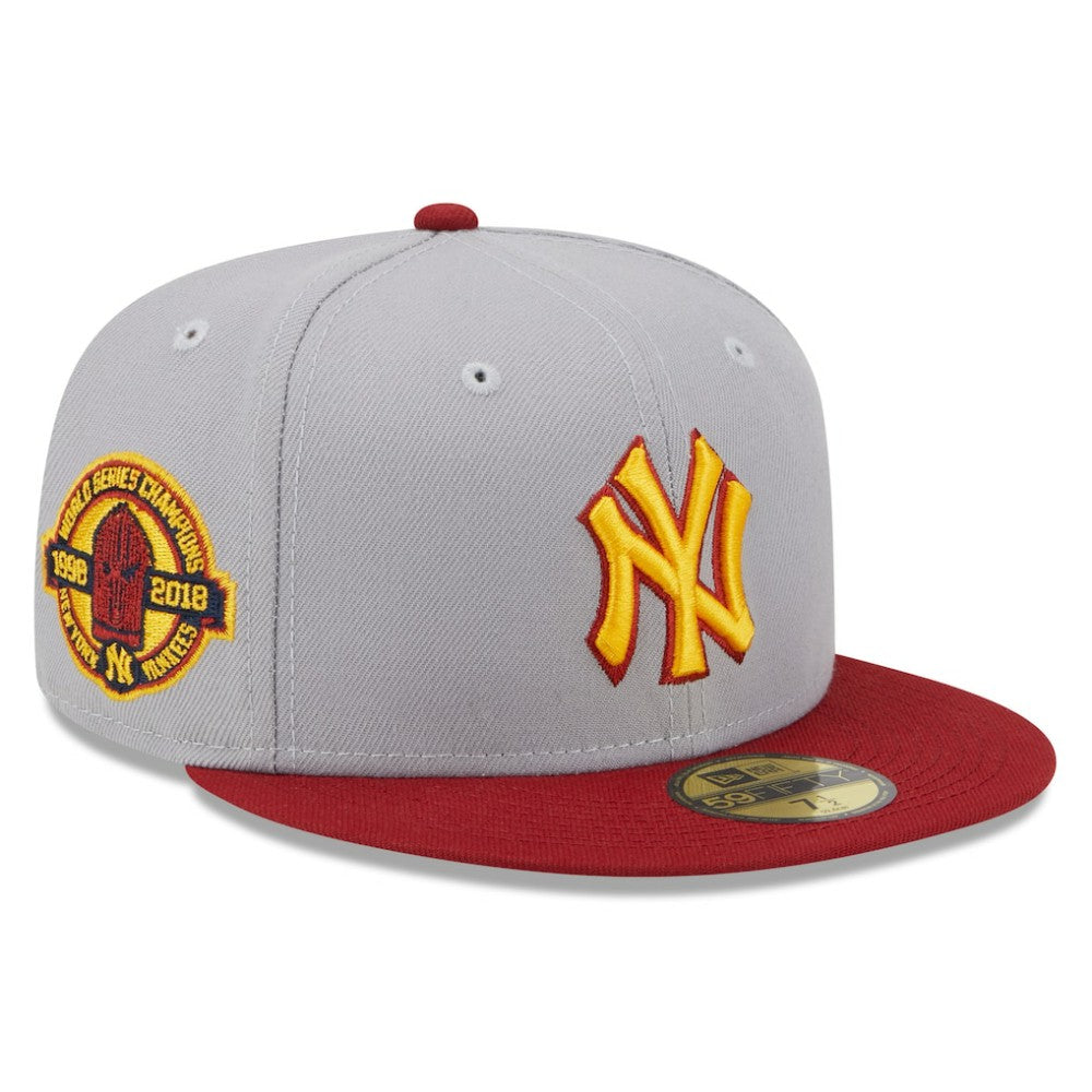 New York Yankees New Era World Series Champions Navy Undervisor 59FIFTY Fitted Hat - Gray/Red - New Era Lifestyle