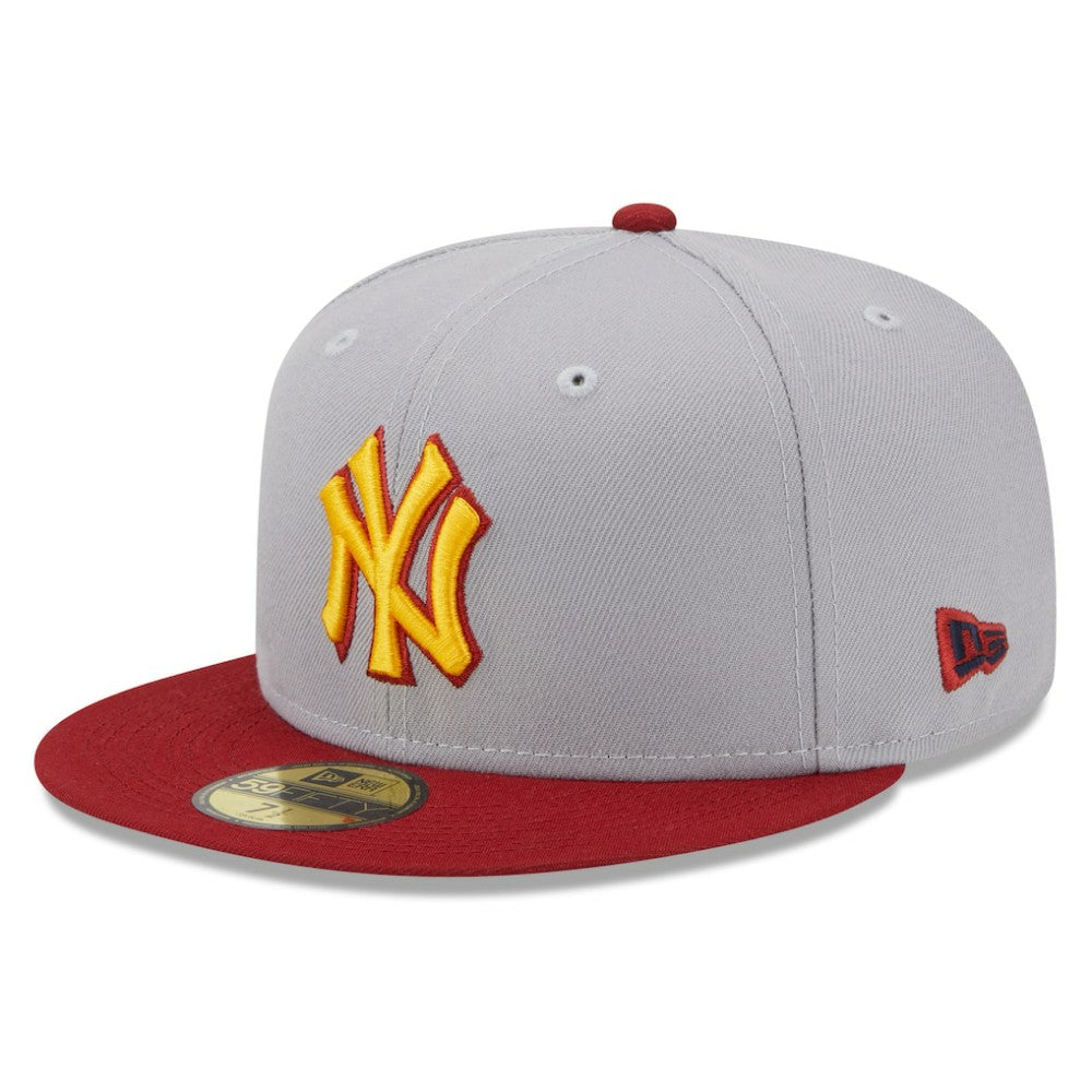 New York Yankees New Era World Series Champions Navy Undervisor 59FIFTY Fitted Hat - Gray/Red - New Era Lifestyle