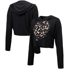 New York Yankees Majestic Threads Women's Leopard Cropped Hoodie - Black - MLB on Sale