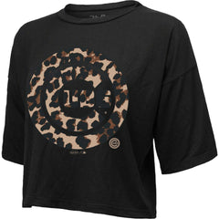 Chicago Cubs Majestic Threads Women's Leopard Cropped T-Shirt - Black - MLB Discount