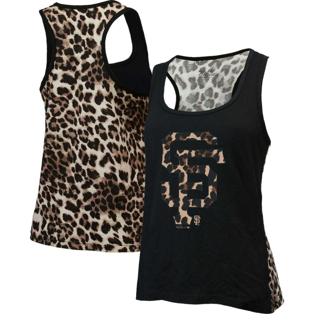 San Francisco Giants Majestic Threads Women's Leopard Tank Top - Black - MLB Lifestyle