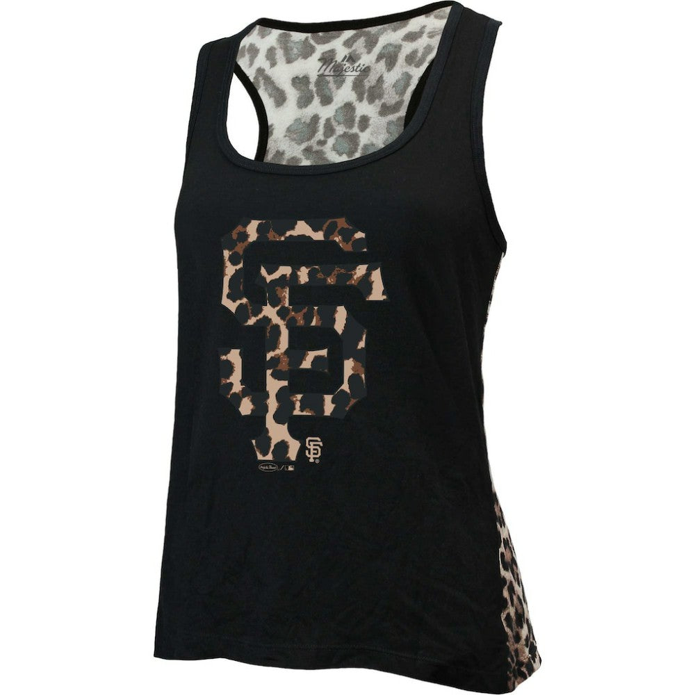 San Francisco Giants Majestic Threads Women's Leopard Tank Top - Black - MLB Lifestyle