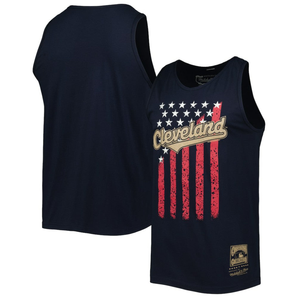 Cleveland Guardians Mitchell & Ness Cooperstown Collection Stars and Stripes Tank Top - Navy - Mitchell & Ness Sale