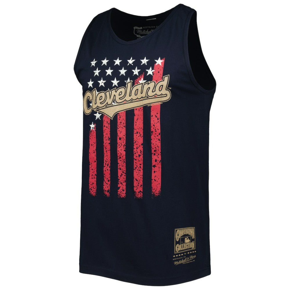 Cleveland Guardians Mitchell & Ness Cooperstown Collection Stars and Stripes Tank Top - Navy - Mitchell & Ness Sale