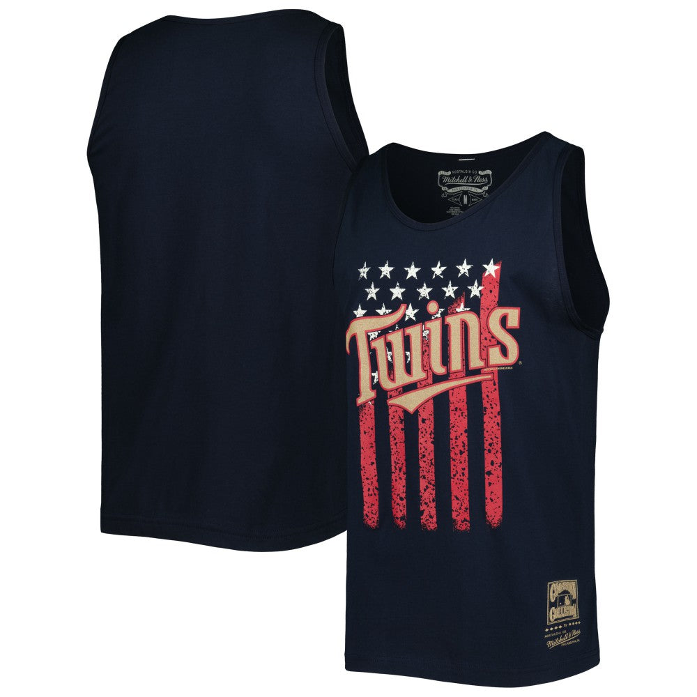 Minnesota Twins Mitchell & Ness Cooperstown Collection Stars and Stripes Tank Top - Navy - Mitchell & Ness Lifestyle