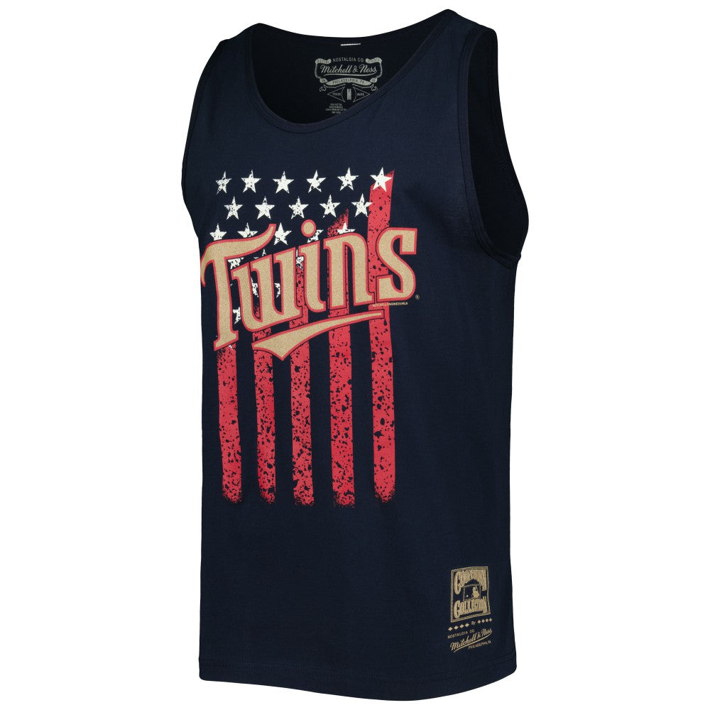 Minnesota Twins Mitchell & Ness Cooperstown Collection Stars and Stripes Tank Top - Navy - Mitchell & Ness Lifestyle