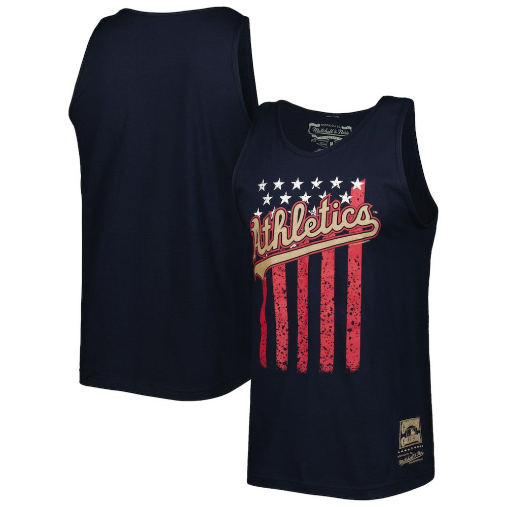 Athletics Mitchell & Ness Cooperstown Collection Stars and Stripes Tank Top - Navy - Mitchell & Ness Online