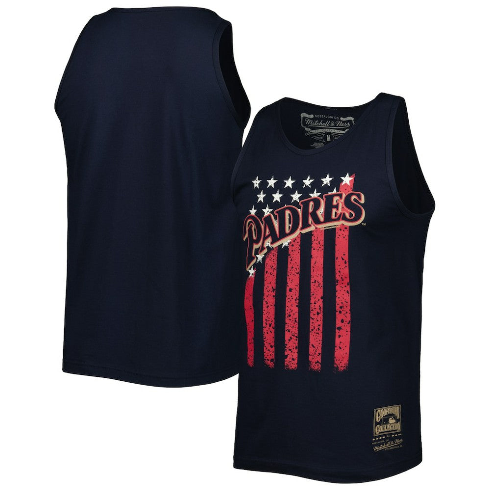 San Diego Padres Mitchell & Ness Cooperstown Collection Stars and Stripes Tank Top - Navy - Mitchell & Ness Lifestyle