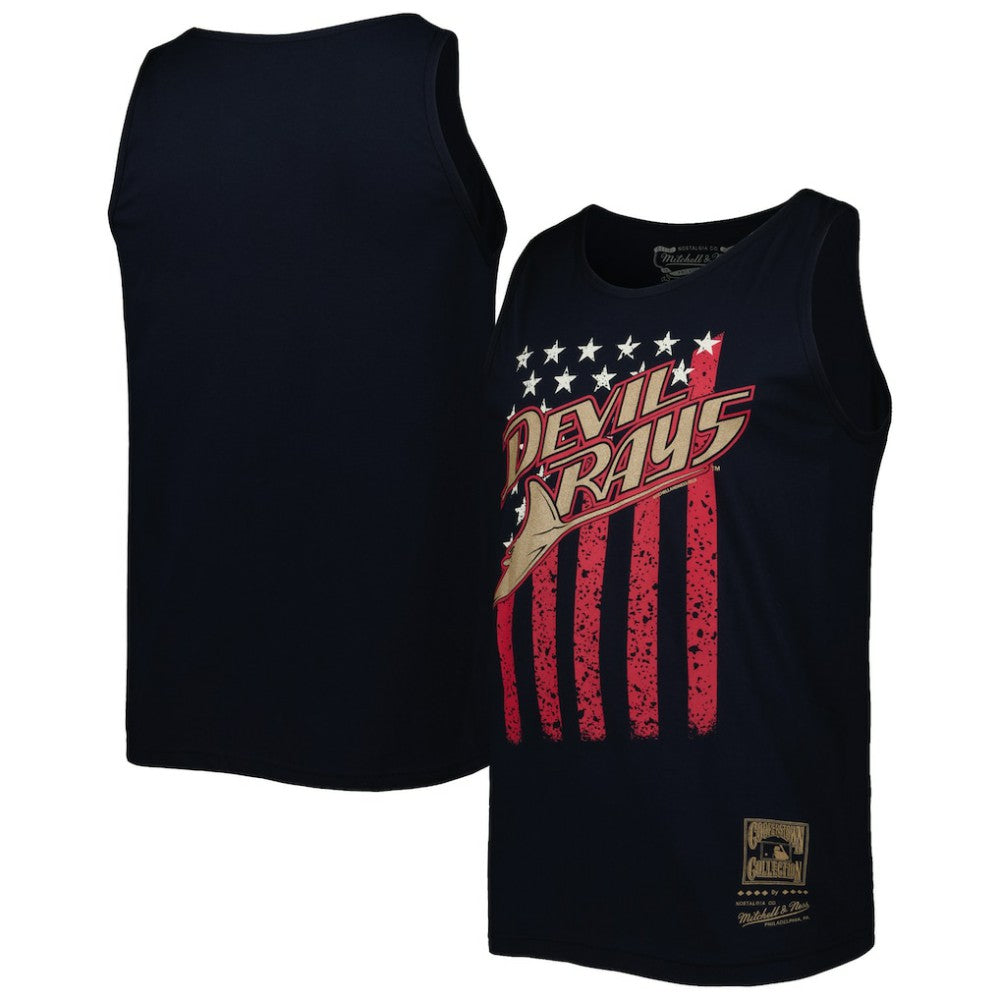 Tampa Bay Rays Mitchell & Ness Cooperstown Collection Stars and Stripes Tank Top - Navy - Mitchell & Ness on Sale