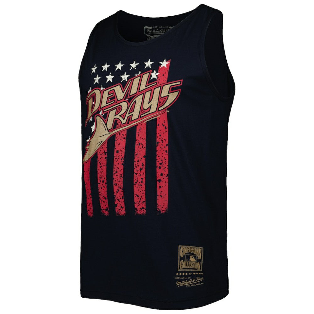 Tampa Bay Rays Mitchell & Ness Cooperstown Collection Stars and Stripes Tank Top - Navy - Mitchell & Ness on Sale