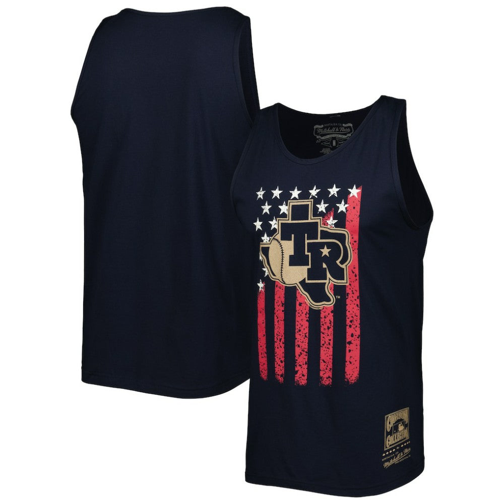 Texas Rangers Mitchell & Ness Cooperstown Collection Stars and Stripes Tank Top - Navy - Mitchell & Ness Sale