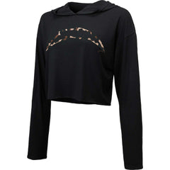 Los Angeles Chargers Majestic Threads Women's Leopard Cropped Pullover Hoodie Black