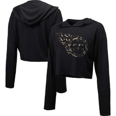 Tennessee Titans Majestic Threads Women's Leopard Cropped Pullover Hoodie Black