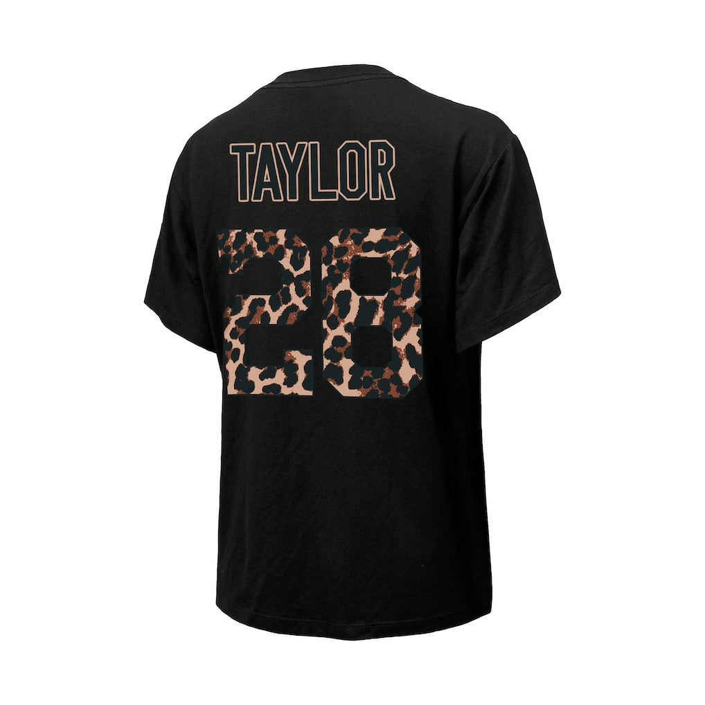 Jonathan Taylor Indianapolis Colts Majestic Threads Women's Leopard Player Name & Number T-Shirt Black