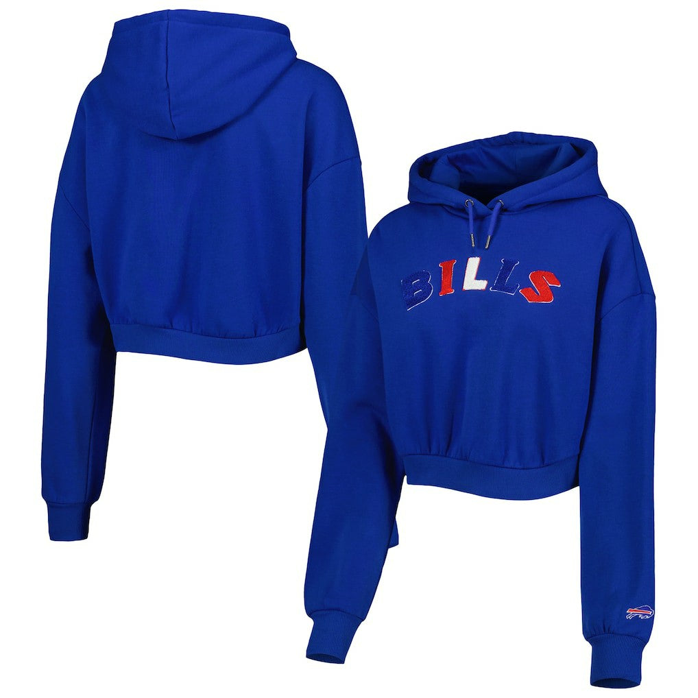 Buffalo Bills The Wild Collective Women's Cropped Pullover Hoodie Royal