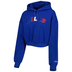 Buffalo Bills The Wild Collective Women's Cropped Pullover Hoodie Royal