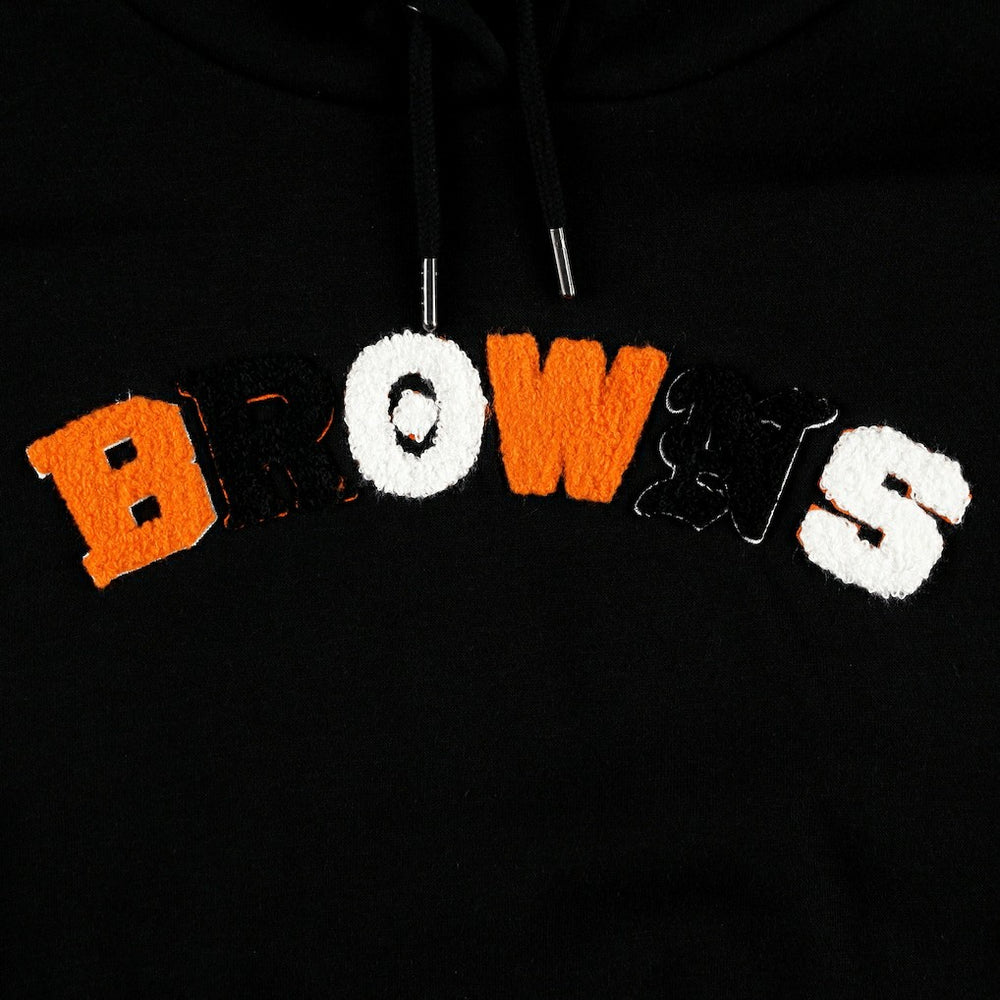 Cleveland Browns The Wild Collective Women's Cropped Pullover Hoodie Black