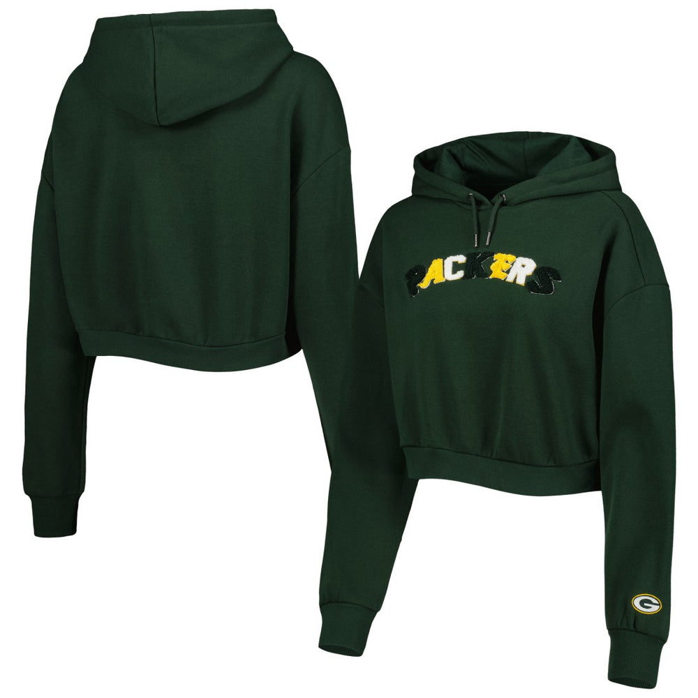 Green Bay Packers The Wild Collective Women's Cropped Pullover Hoodie Green