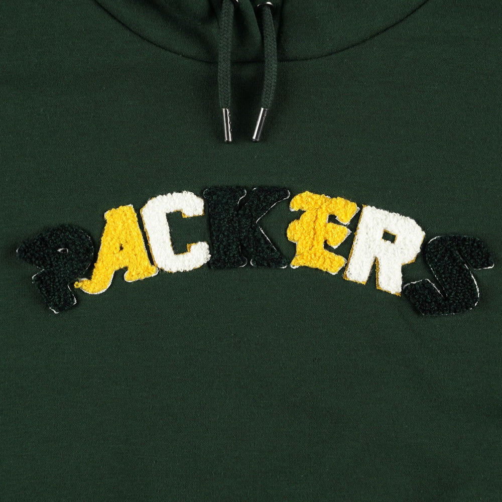 Green Bay Packers The Wild Collective Women's Cropped Pullover Hoodie Green