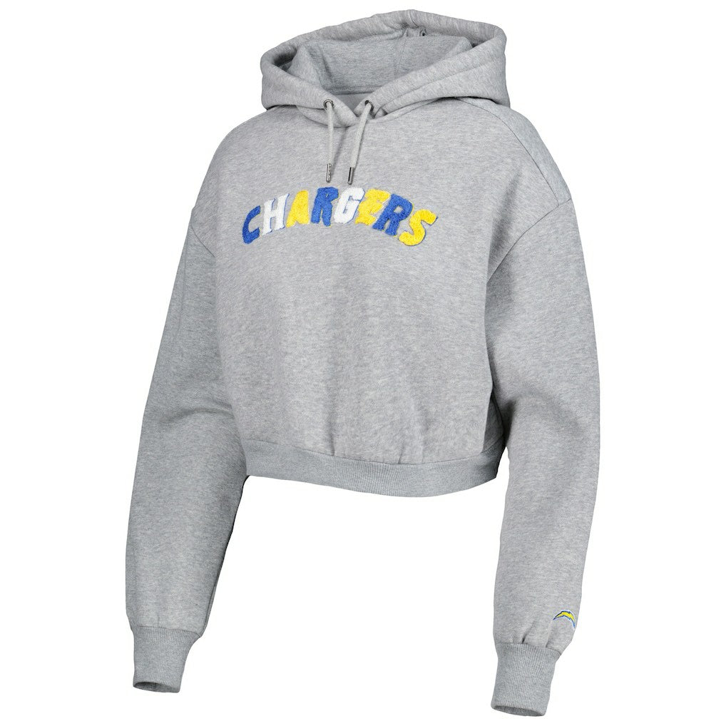 Los Angeles Chargers The Wild Collective Women's Cropped Pullover Hoodie Gray