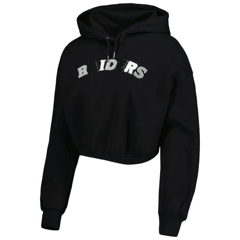 Las Vegas Raiders The Wild Collective Women's Cropped Pullover Hoodie Black