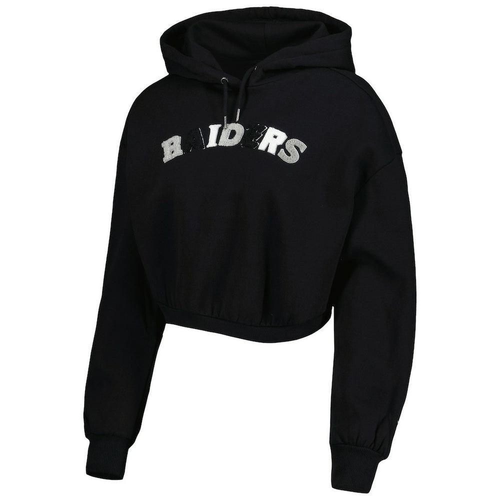 Las Vegas Raiders The Wild Collective Women's Cropped Pullover Hoodie Black