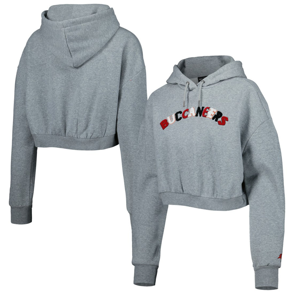 Tampa Bay Buccaneers The Wild Collective Women's Cropped Pullover Hoodie Gray