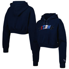 Tennessee Titans The Wild Collective Women's Cropped Pullover Hoodie Navy