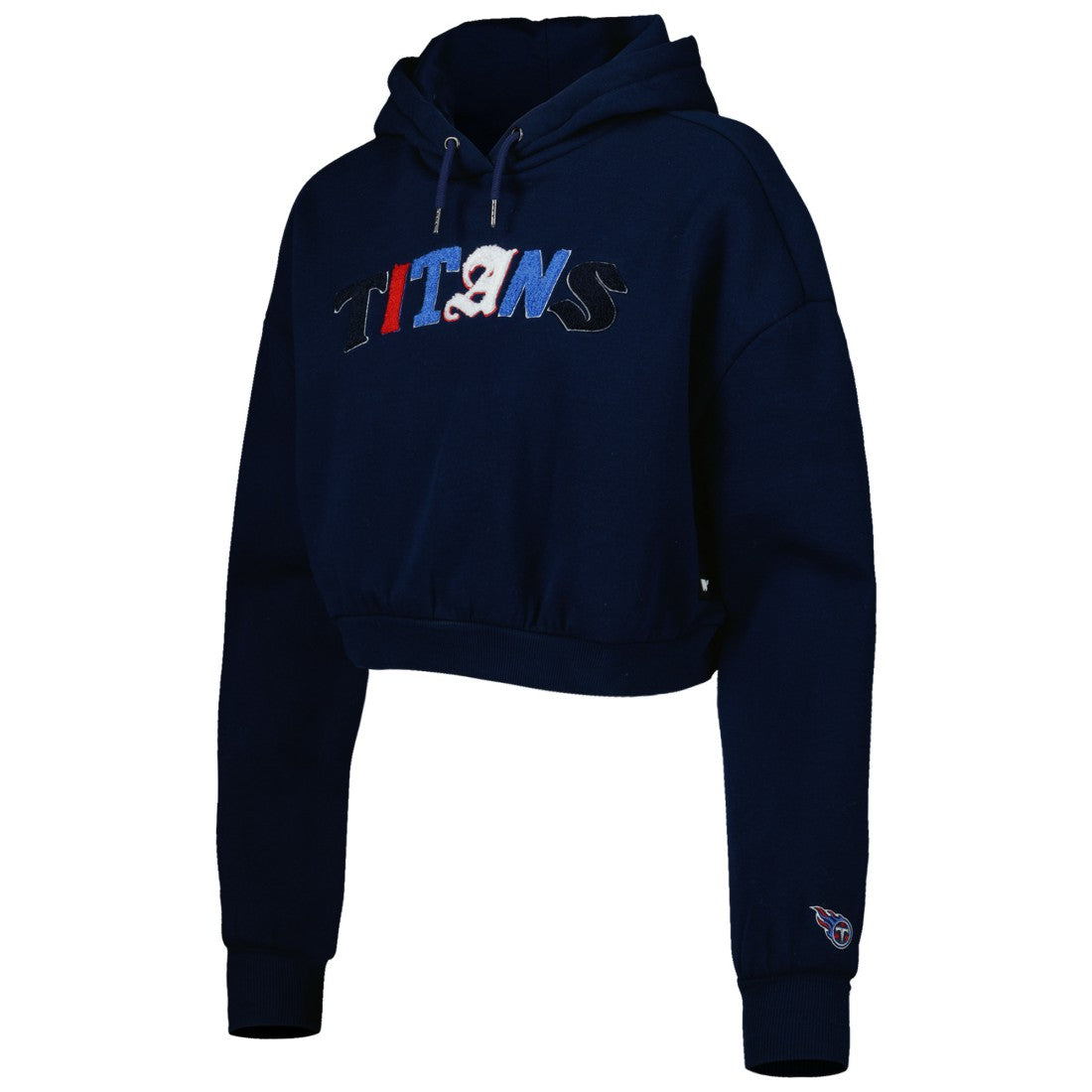 Tennessee Titans The Wild Collective Women's Cropped Pullover Hoodie Navy