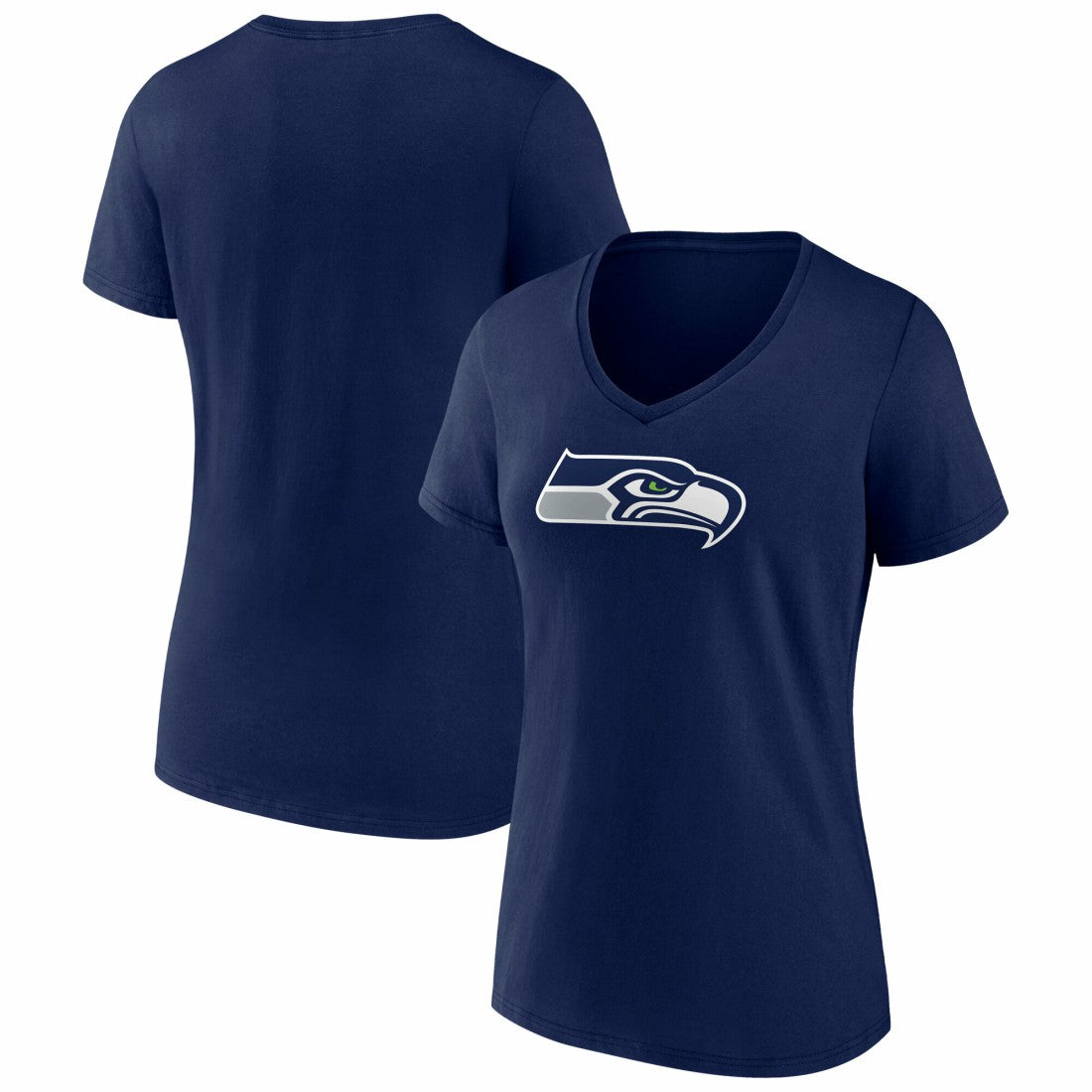 Fanatics Seattle Seahawks Women's Icon Primary Logo V-Neck T-Shirt College Navy