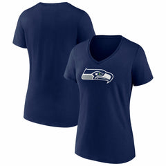 Fanatics Seattle Seahawks Women's Icon Primary Logo V-Neck T-Shirt College Navy