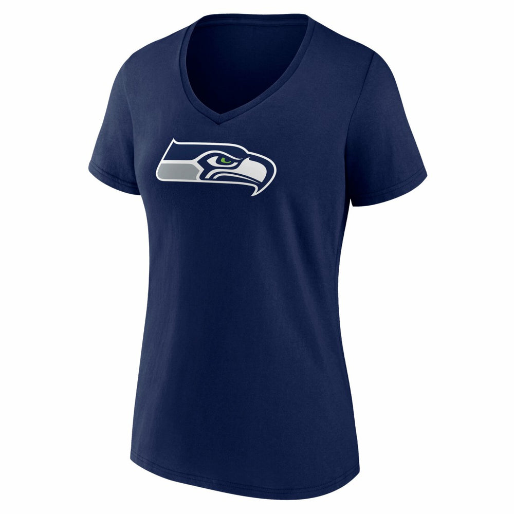 Fanatics Seattle Seahawks Women's Icon Primary Logo V-Neck T-Shirt College Navy