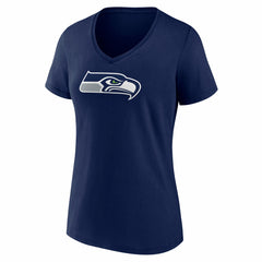 Fanatics Seattle Seahawks Women's Icon Primary Logo V-Neck T-Shirt College Navy