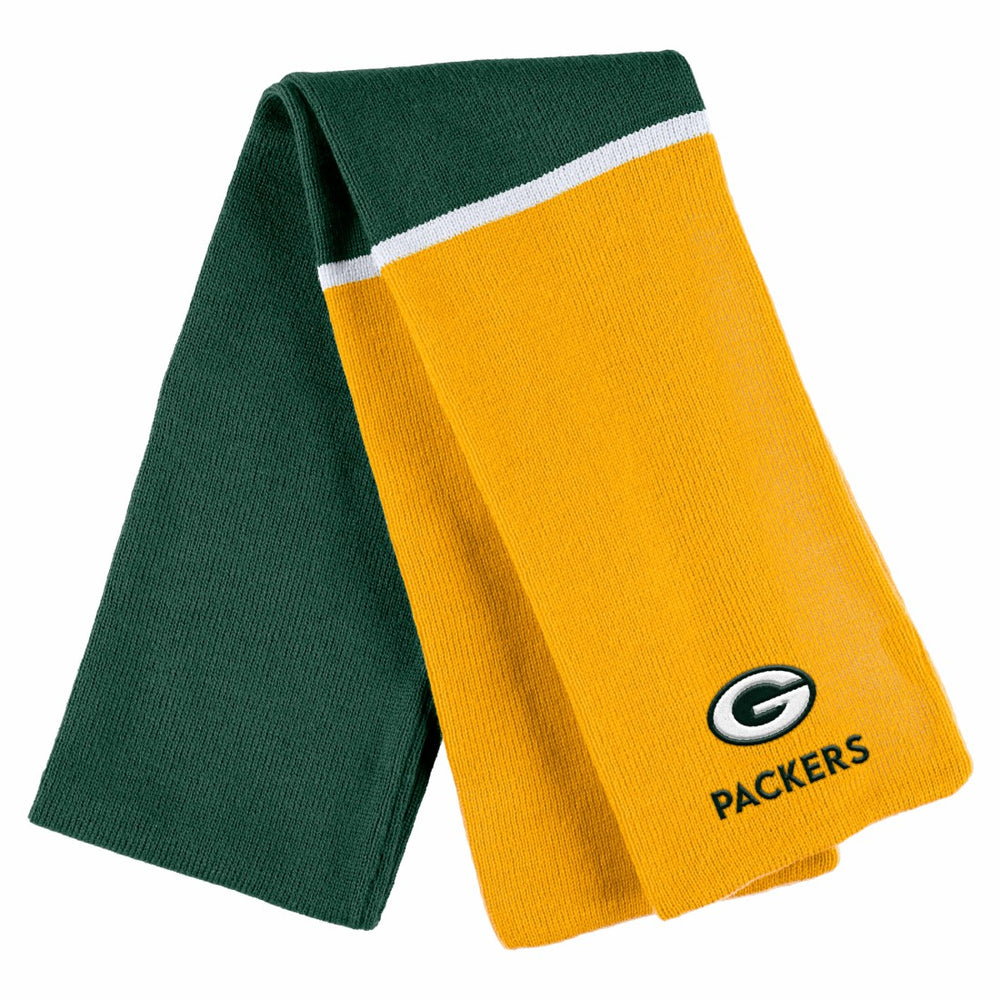 Green Bay Packers WEAR by Erin Andrews Women's Colorblock Cuffed Knit Hat with Pom and Scarf Set Green