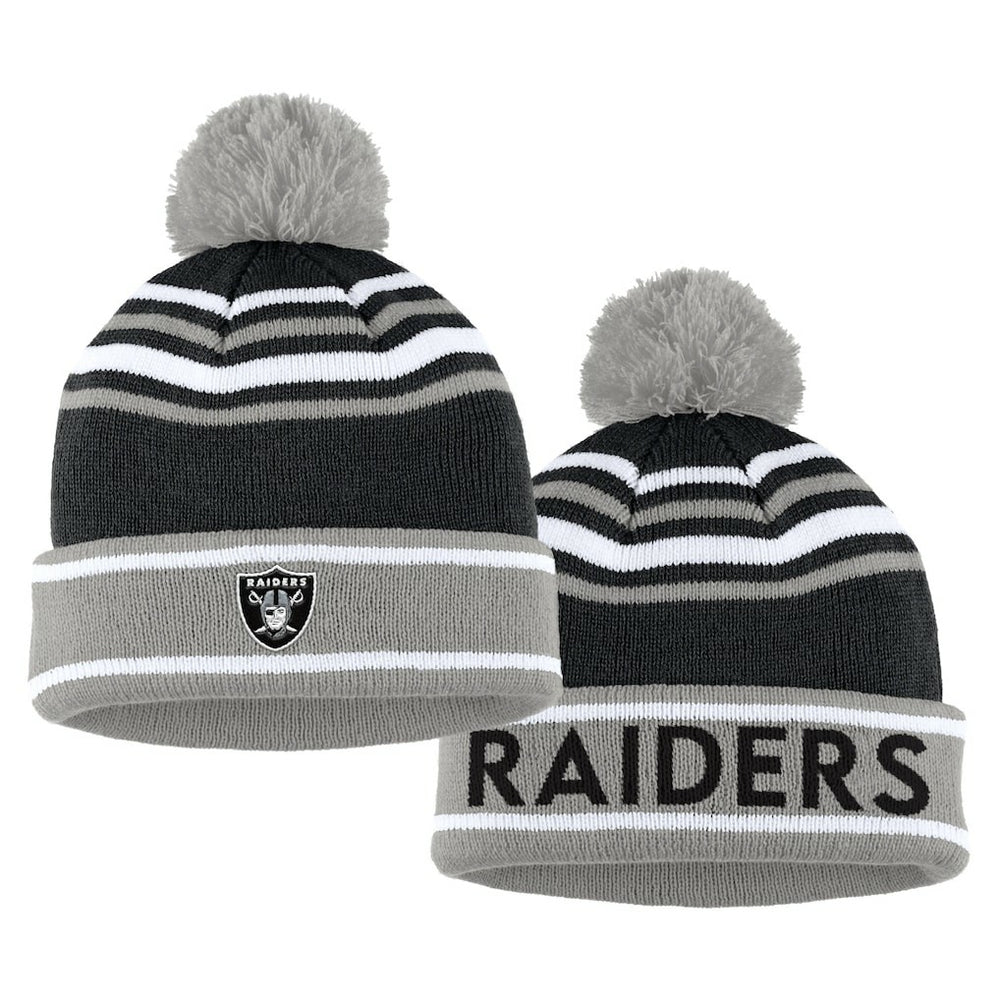Las Vegas Raiders WEAR by Erin Andrews Women's Colorblock Cuffed Knit Hat with Pom and Scarf Set Black