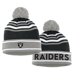Las Vegas Raiders WEAR by Erin Andrews Women's Colorblock Cuffed Knit Hat with Pom and Scarf Set Black