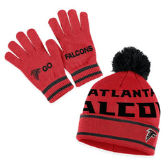 Atlanta Falcons WEAR by Erin Andrews Women's Double Jacquard Cuffed Knit Hat with Pom and Gloves Set Red