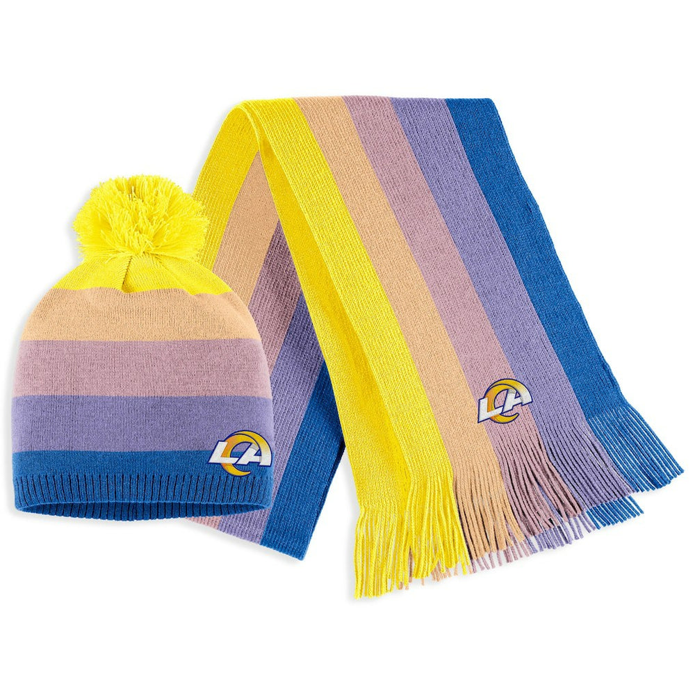 Los Angeles Rams WEAR by Erin Andrews Women's Ombre Pom Knit Hat and Scarf Set Gold