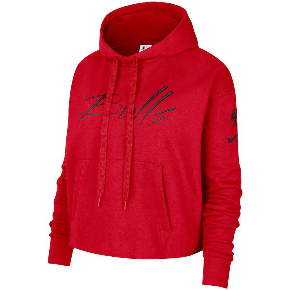 Chicago Bulls Women's Split Flip Courtside Cropped Pullover Hoodie Red | Nike for sale