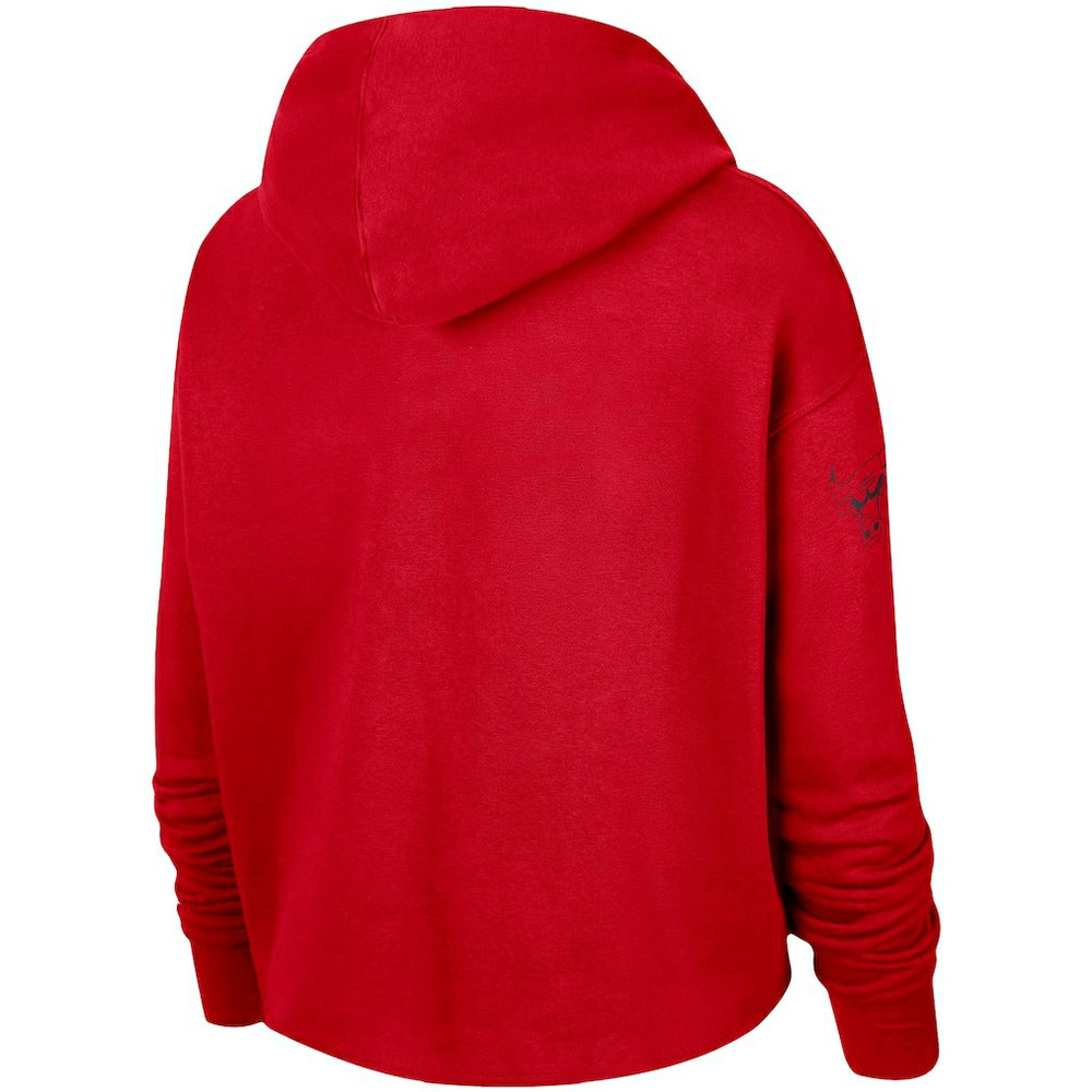 Chicago Bulls Women's Split Flip Courtside Cropped Pullover Hoodie Red | Nike for sale