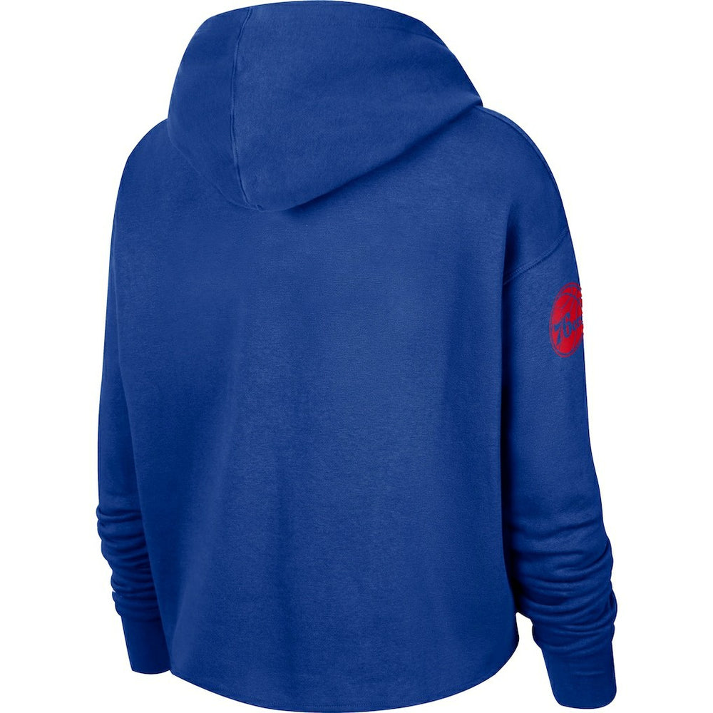 Philadelphia 76ers Women's Split Flip Courtside Cropped Pullover Hoodie Royal | Nike discount