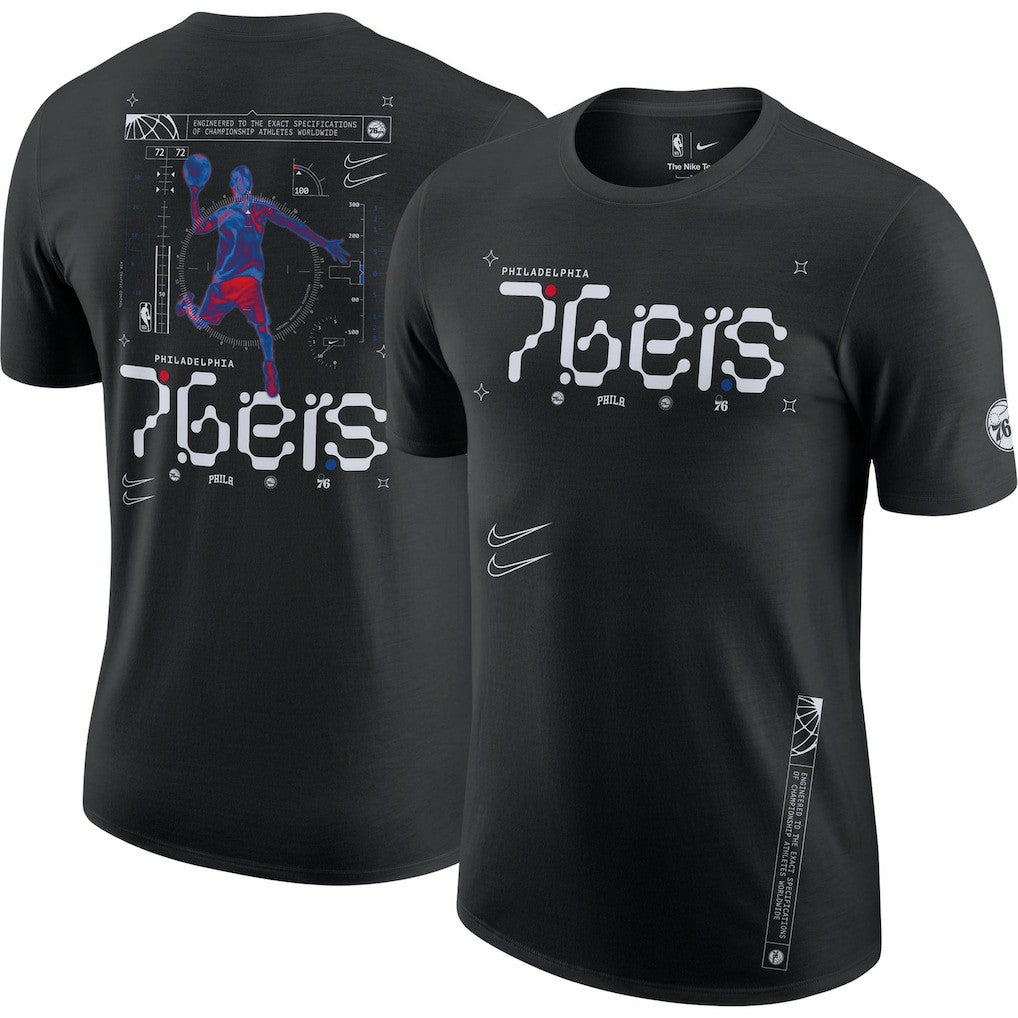 Philadelphia 76ers Courtside Air Traffic Control Max90 T-Shirt Black | Nike Lifestyle