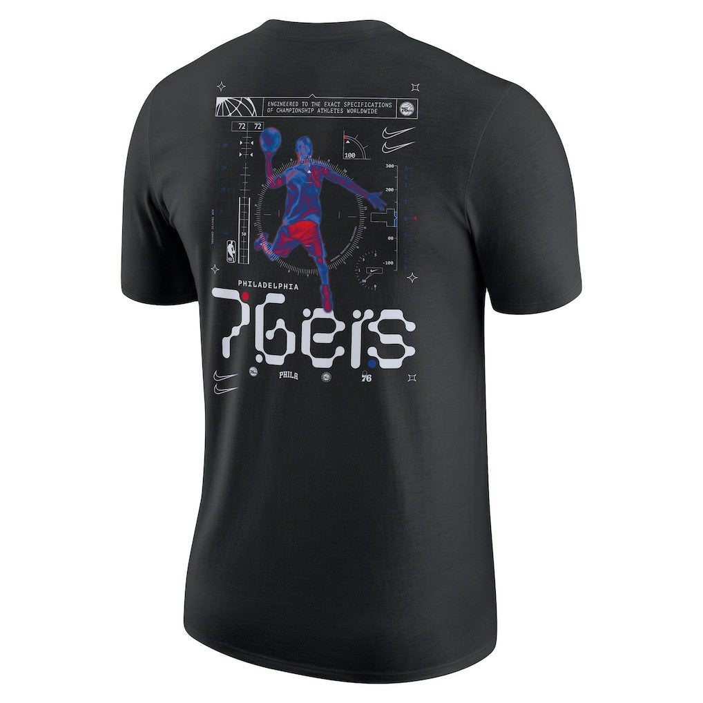 Philadelphia 76ers Courtside Air Traffic Control Max90 T-Shirt Black | Nike Lifestyle