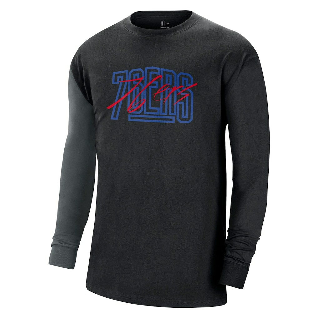 Philadelphia 76ers Courtside Versus Flight MAX90 Long Sleeve T-Shirt Black | Nike US