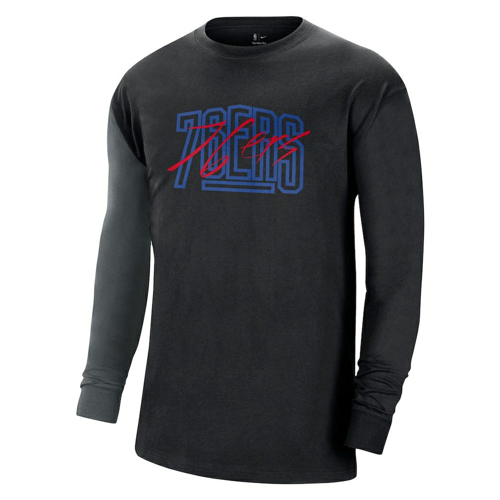 Philadelphia 76ers Courtside Versus Flight MAX90 Long Sleeve T-Shirt Black | Nike US